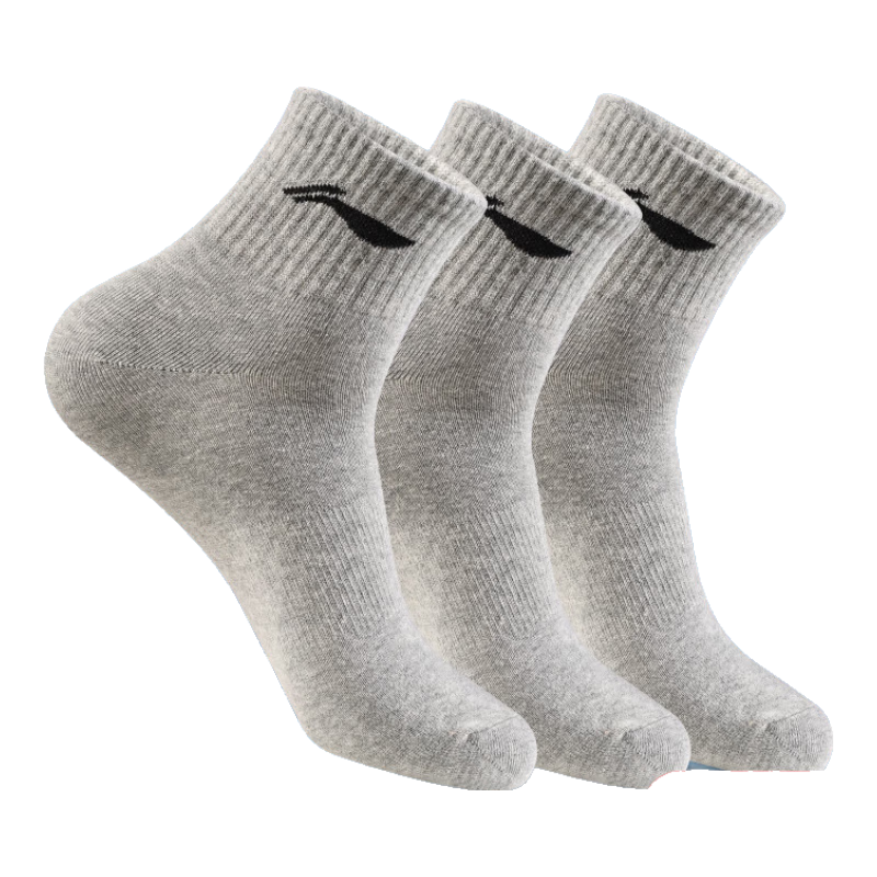 Li-Ning Socks, Men's Sports Basketball Socks, Women's Badminton Short Socks, Cotton Socks, Odor-Resistant, Spring And Autumn Breathable Running Socks, Gray, Size L