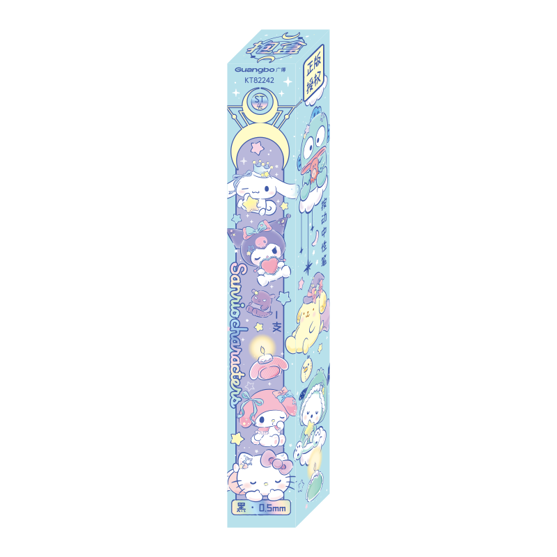 GuangBo &Sanrio Blind Box Pen, Retractable Gel Pen, Black Smooth ST Tip, Exam Pen, Writing Pen, Signature Pen, Stationery Gift, KT82242