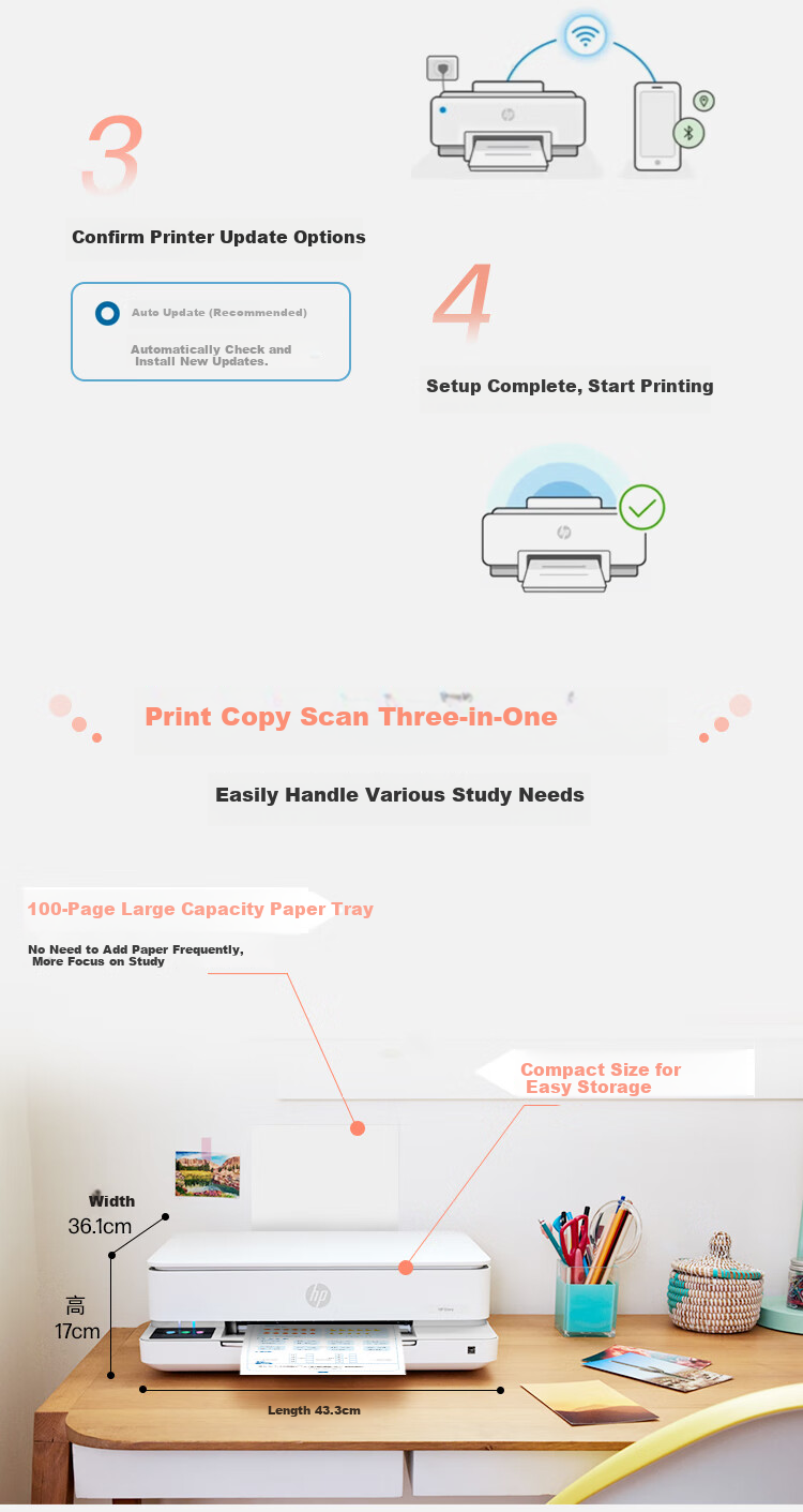 HP DJ 6178 Wireless Home Printer All-In Printer with Print, Copy And Scan Functions Automatic Duplex Printing WeChat Printing 9