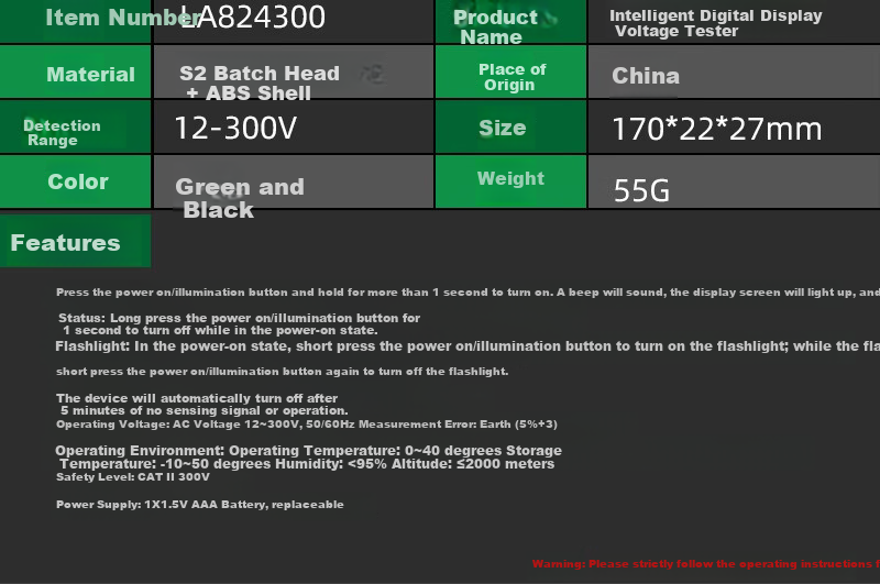 LAOA Digital Display Voltage Tester, Smart Test Pen with Replaceable Heads, Eleven-Character Voltage Tester LA824300 22