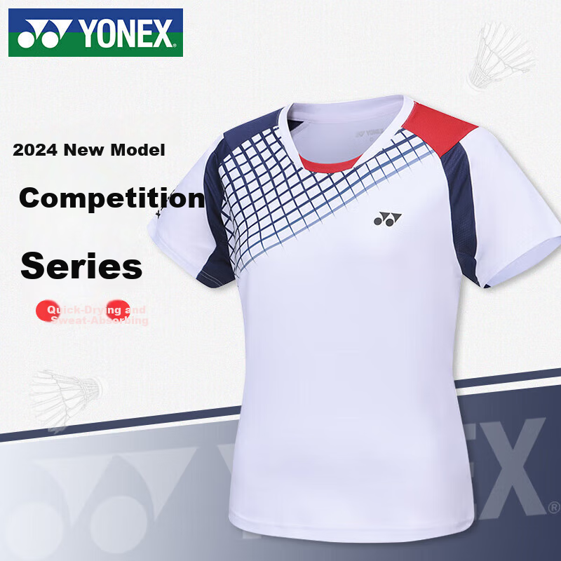 YONEX Badminton Shirt, Sweat-Wicking And Breathable, Women's Competition Short-Sleeve, 210054BCR White, XO/XXL