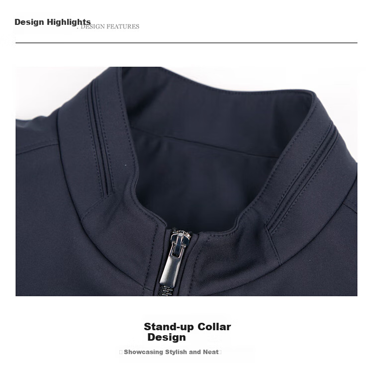 Caizi Men's Stand Collar Jacket Autumn Winter 2025 New Graphene Warm Fabric Embroidered Simple Business Casual Windproof 3