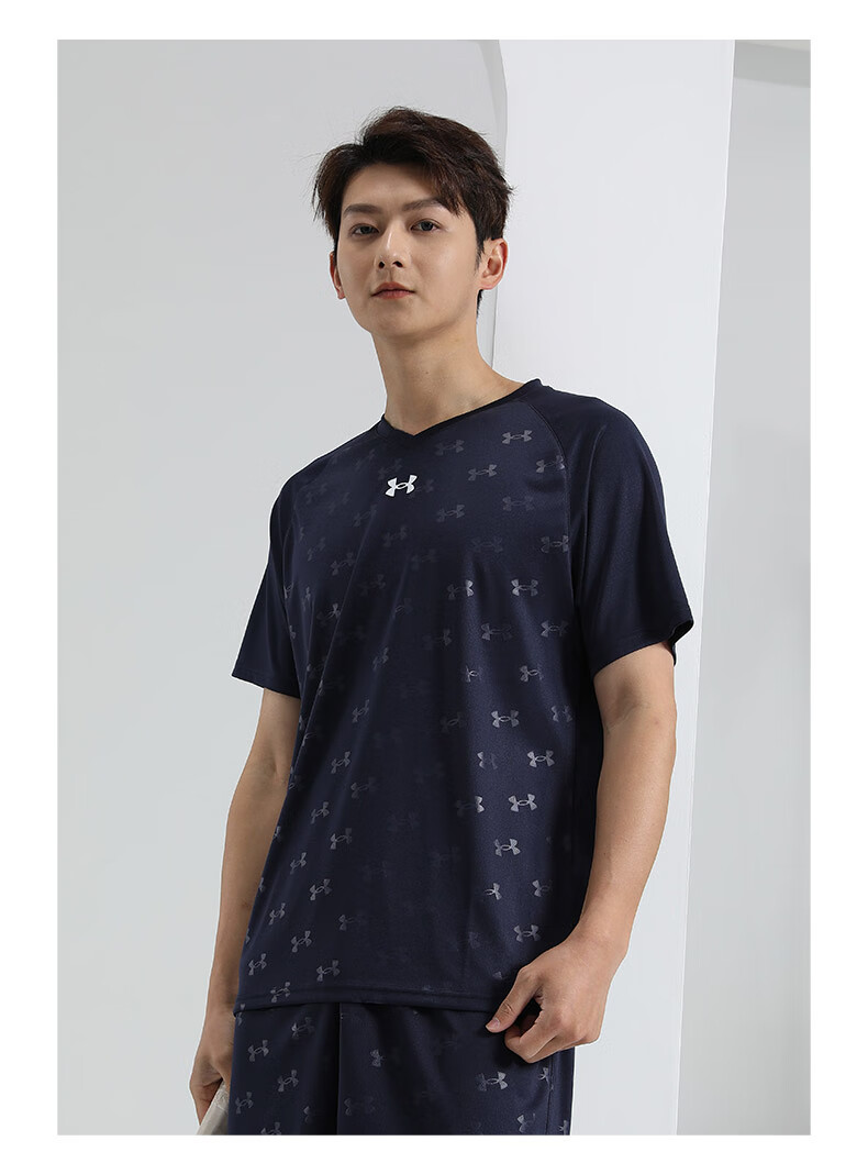 Under Armour Quick-Dry Short-Sleeve T-Shirt for Men, Summer Full-Print New Loose-Fit Sports Training Basketball Running Fitness Wear 16