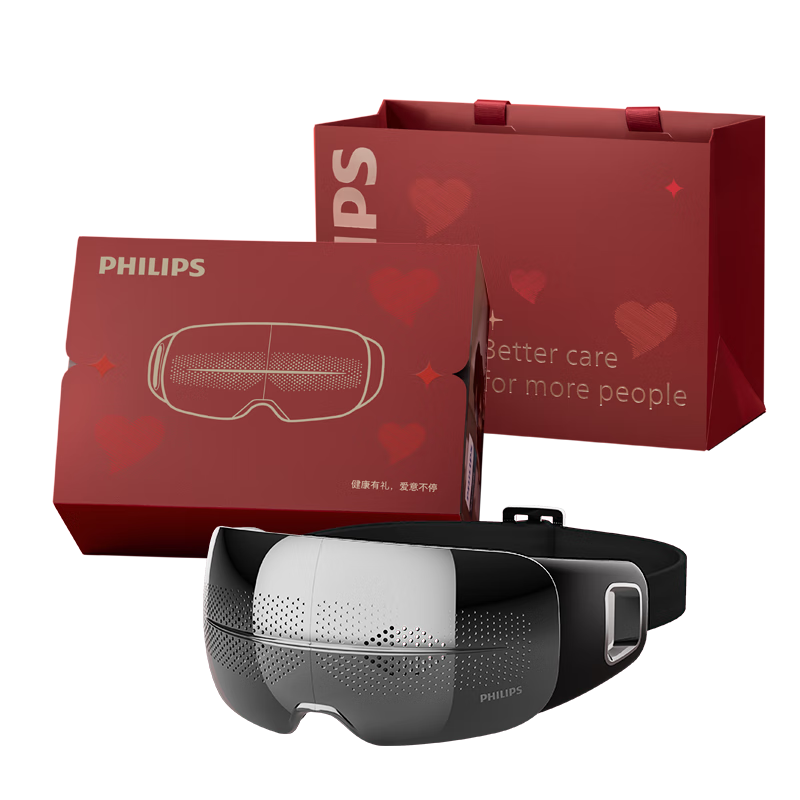 PHILIPS Eye Massager [Quiet Nap Companion], Massage Eyeshade, Eye Massage And Heat Therapy Device, Relieves Fatigue, Gift for Parents, Boyfriend, Girlfriend, Holiday And Birthday Present, 3104E