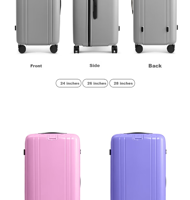 90Fen HOBO Luggage, 24-Inch Fashion Trunk, Large Capacity Silent Travel Suitcase, Crystal Pink 25