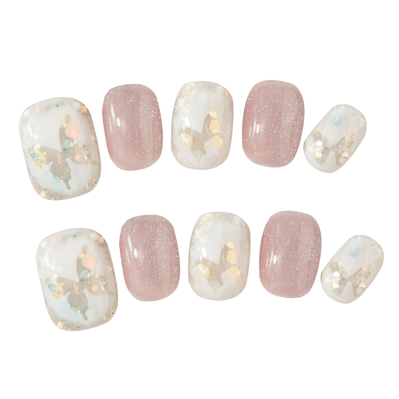 Chense Handmade Wearable Nail Art Stickers Nail Tips Fake Nails (Cat Eye Butterfly S Size)