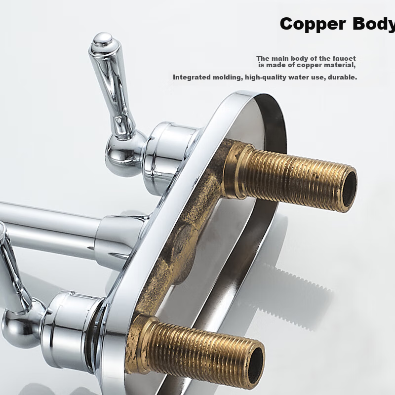 BSITN Double-Hole Basin Faucet, Hot And Cold Face Washing Basin, Bathroom 360° Rotating Brass Body Sink Faucet B1027