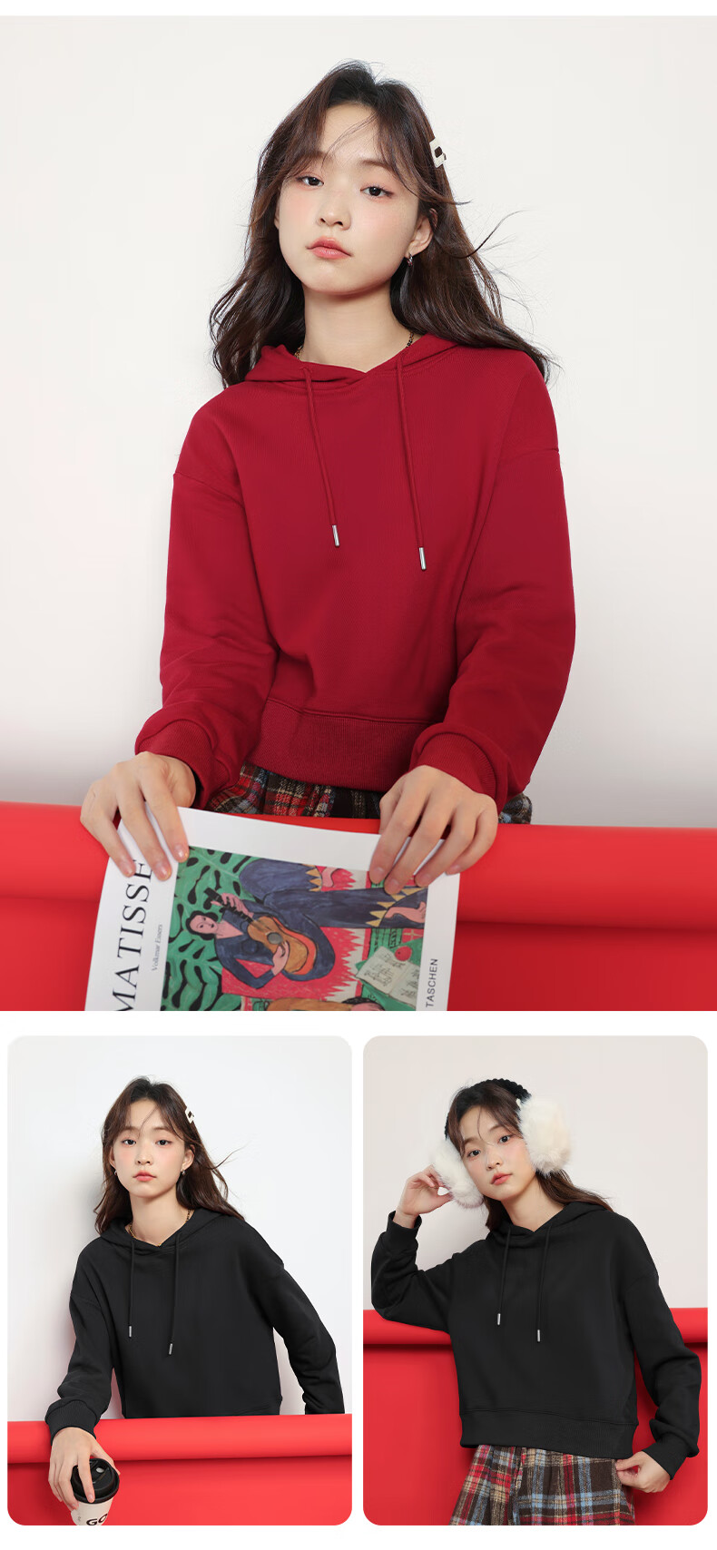 MJ STYLE Fashion Casual Women's Outfit, Spring And Autumn 2026 New Style, Solid Color Skin-Friendly Comfortable Sportswear Series, Complete Set of Hoodie And Sweatpants 8