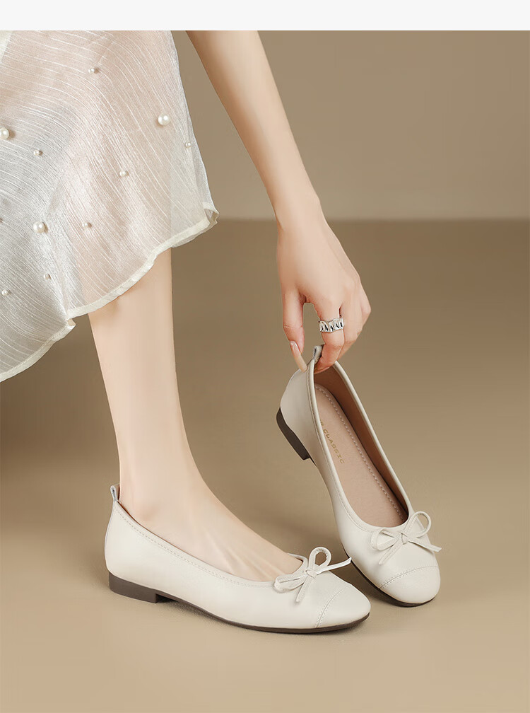 ZHR Silver Women's Ballet Flats with Bow, Soft Flat Sole Slip-On Loafers AH606 Silver 35 11