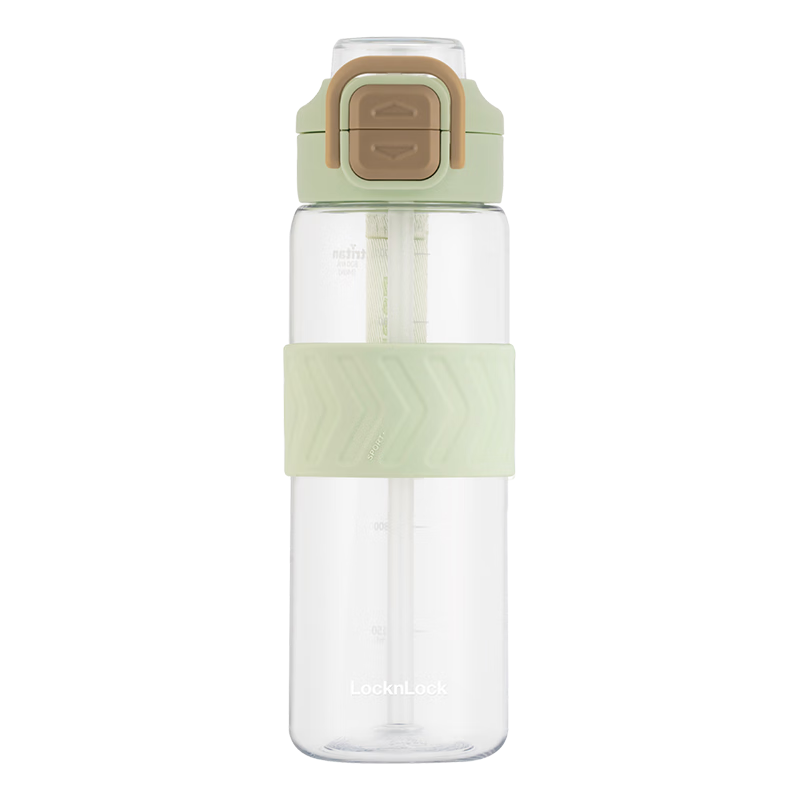 LOCK&LOCK Summer Dual-Drinking Plastic Sports Water Bottle with Straw And Handle, Outdoor Portable Water Jug for Men And Women, Green, 800ml