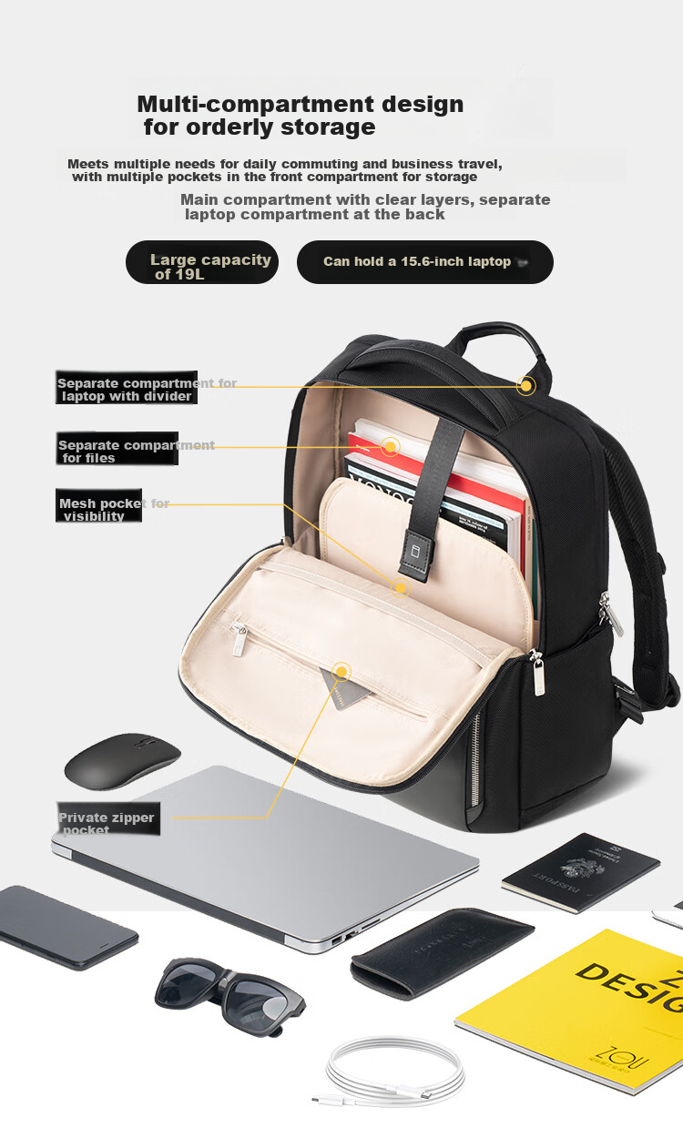 LEVEL8 Men's Business Backpack Explorer 16-Inch Laptop Bag, High-End Executive Bag for Commuting, Travel And School 6