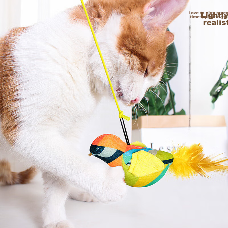 Happy Pet Cat Toy Cat Automatic Teaser Wand Bird Self-entertainment Tool Play by Itself Relieve Boredom Cat Kitten Young Cat Pet