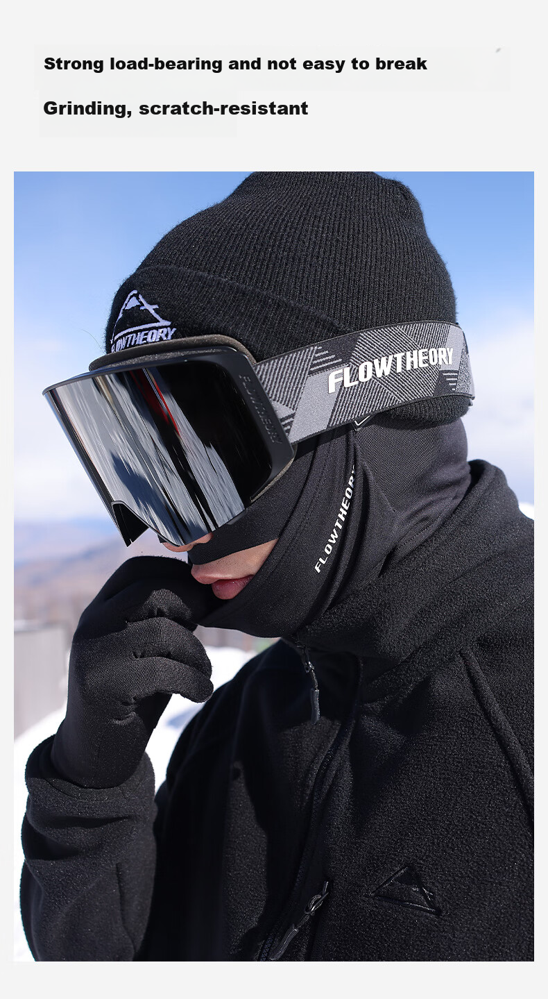 Flow Theory Magnetic Flip-Up Anti-Fog Ski Goggles for Men And Women, Suitable for Single And Double Board Skiing, with Photochromic Lenses for Myopia Protection, Obsidian Black 5