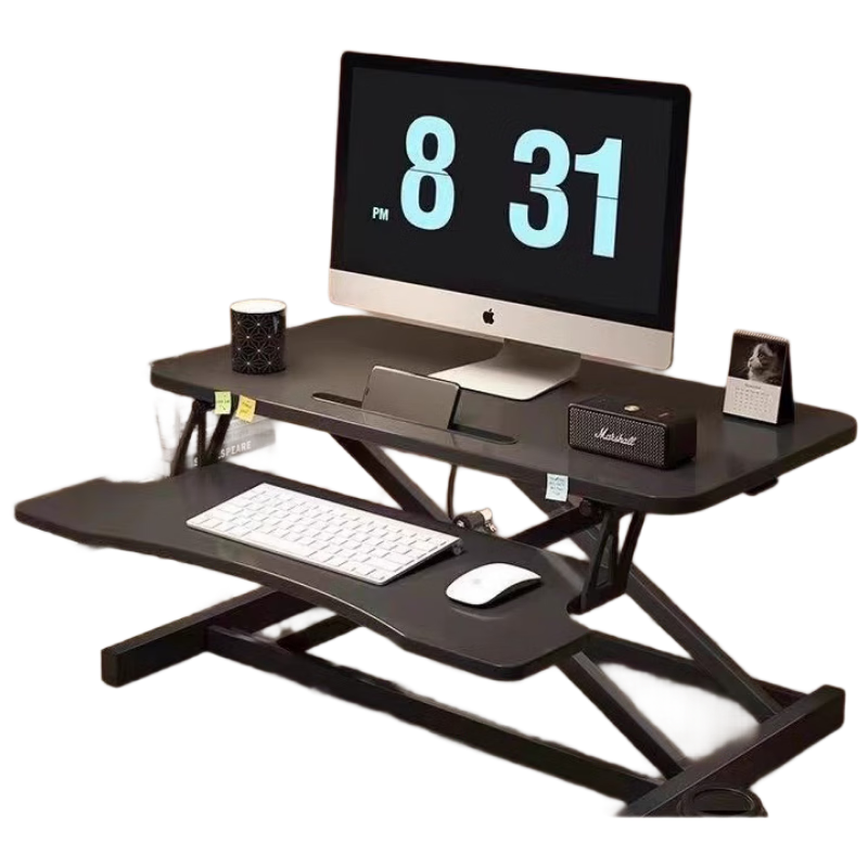 Mryc Adjustable Computer Desk Stand, Laptop Riser Workstation, Monitor Heightening Platform, Standing Desk, Foldable, Pneumatic Stepless Lifting, Black, Double-Layer, 80cm