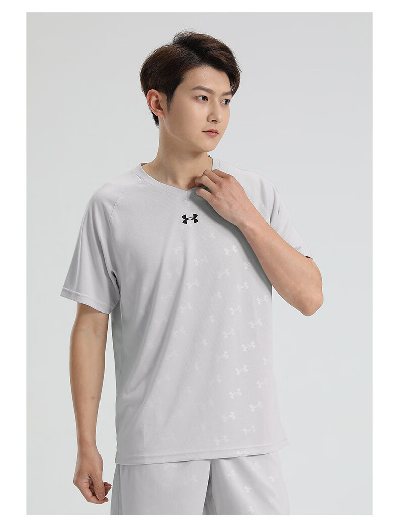 Under Armour Quick-Dry Short-Sleeve T-Shirt for Men, Summer Full-Print New Loose-Fit Sports Training Basketball Running Fitness Wear 13