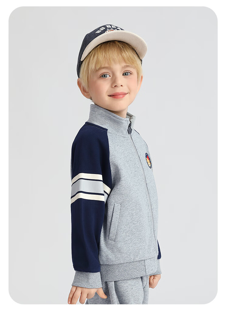 Classic Teddy Boys' Jacket Children's Cardigan Sports Casual Autumn Wear Heather Gray Size 120 1