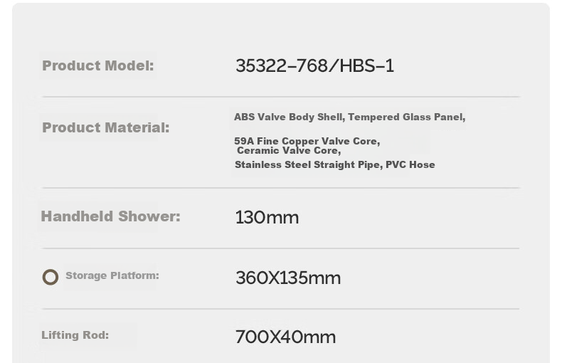 JOMOO Shower Set with Piano Key Temperature Control, Separate Shower Head IMAX Silk Rain Youth Edition 25048-695/HBS 45