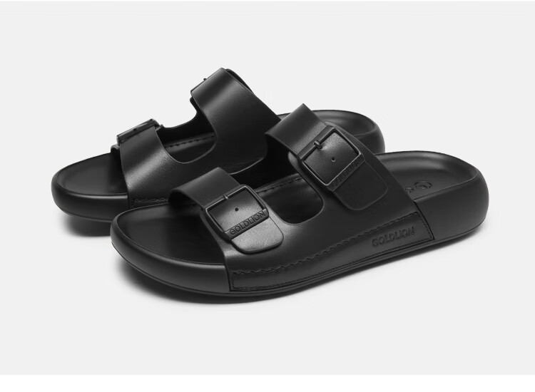 Goldlion Men's Beach Sandals Summer Wearable New Trendy Casual Slippers G596520055AAF Black Size 39 10