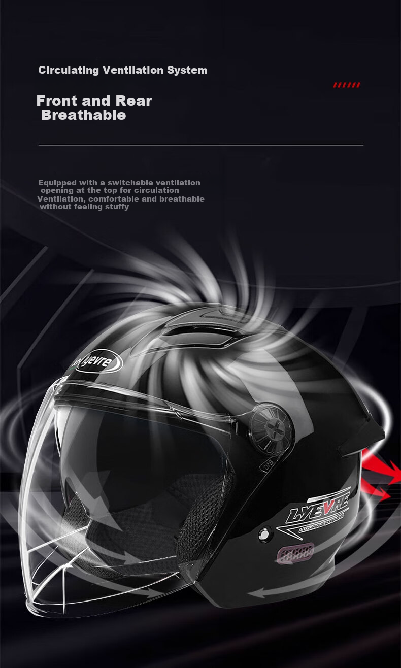 Lyevre Electric Motorcycle Helmet, 3C Certified, New National Standard A-Class, for Men And Women, Winter Half Helmet with Dual Visor 4