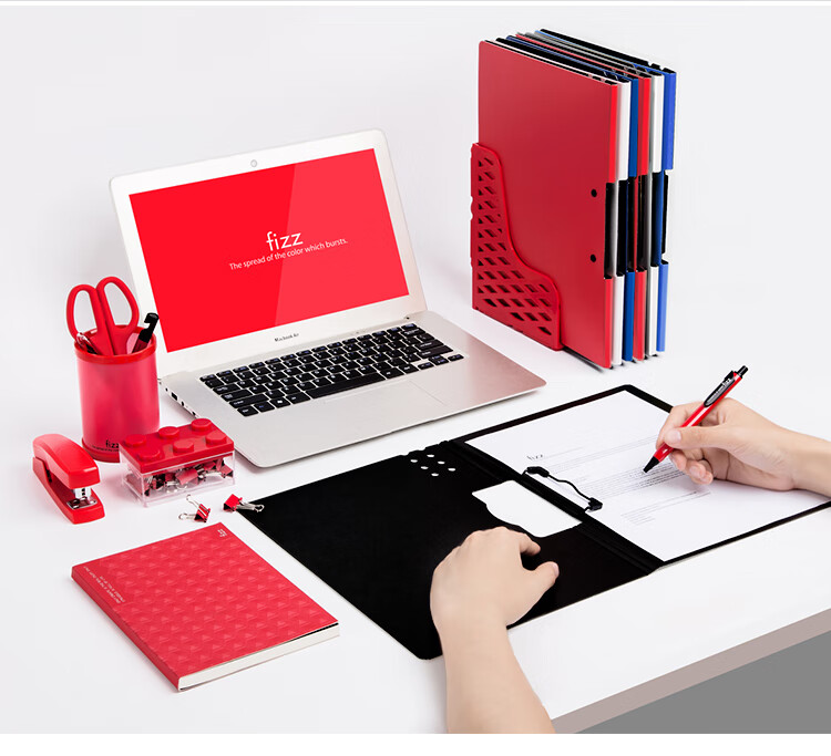Fizz High-Quality A4 Vertical Thickened Hard File Folder/Tab Folder/Colorful Document Folder/Office Supplies Poetry Recitation Contract Folder Exam Paper Storage Folder Red A6381 14