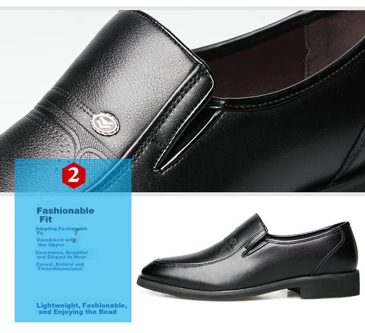 Poitulas Men's Slip-On Business Casual Shoes, Lightweight Formal Shoes for Weddings, Style 1805, Black, Size 38 3