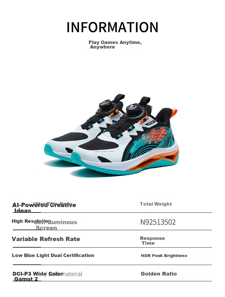 361° Qingyang | Children's Running Shoes, Spring 2025, Boys And Girls, Big Kids, Rotary Buckle, Lightweight Cushioning, Jogging Sneakers, Black, Size 40 18
