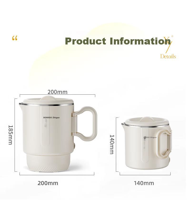 CHIGO Portable Folding Electric Kettle, 304 Stainless Steel, 0.8L Capacity, Travel Kettle for Business Trips, Foldable Electric Kettle, Constant Temperature Water Kettle for Students' Dormitory And Hot Pot Use, SM-3006D 13