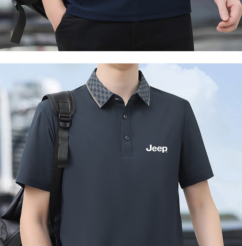 JEEP Short-Sleeve Polo Shirt T-Shirt for Men, Father's Day Gift, Turn-Down Collar, Summer Casual, Middle-Aged And Young, New Style, Business Loose Half-Sleeve 9