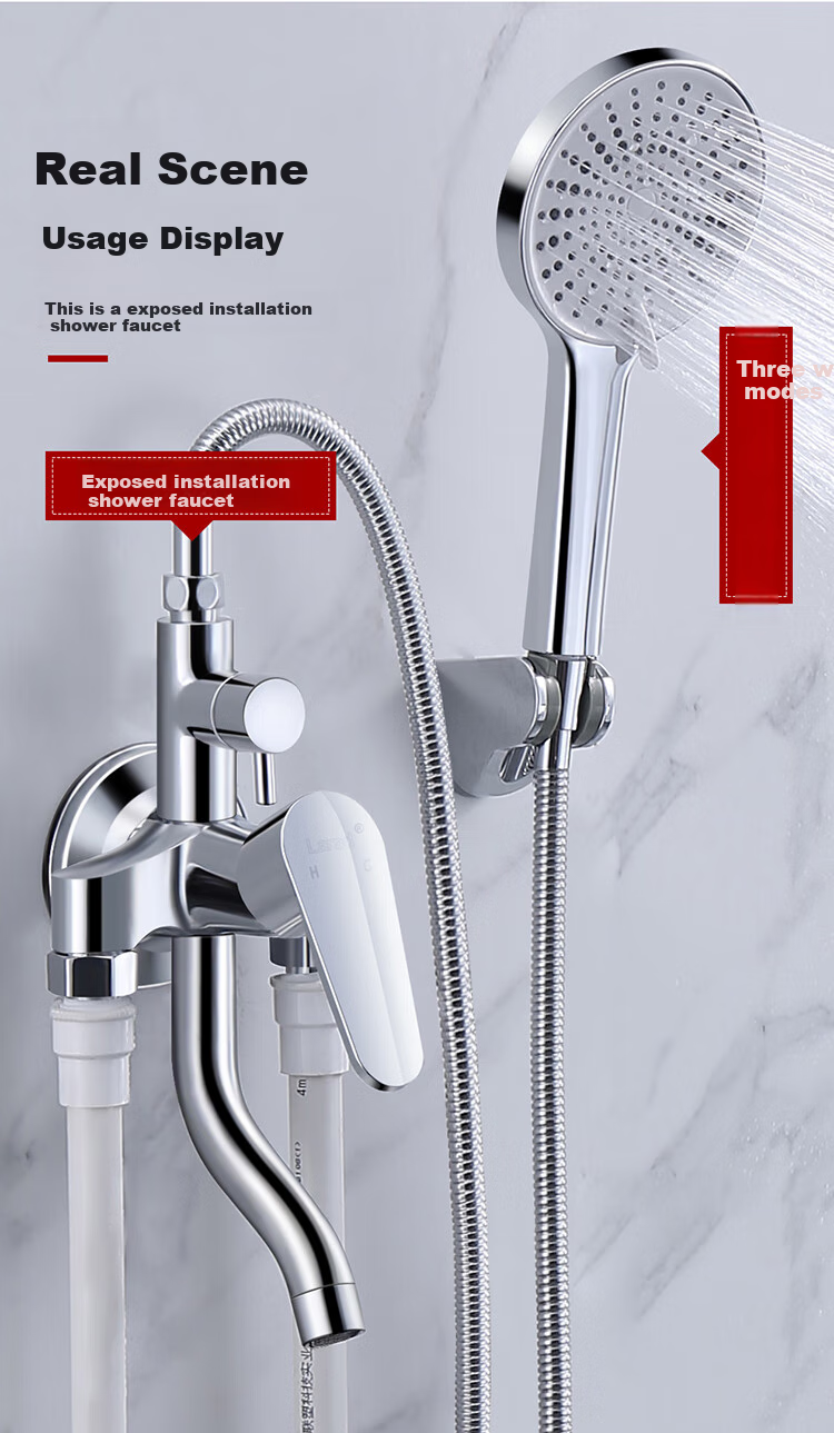Larsd Shower Mixing Valve Set, Surface-Mounted Shower Faucet Set with Copper Body, Hot And Cold Shower Switch LD63061 3