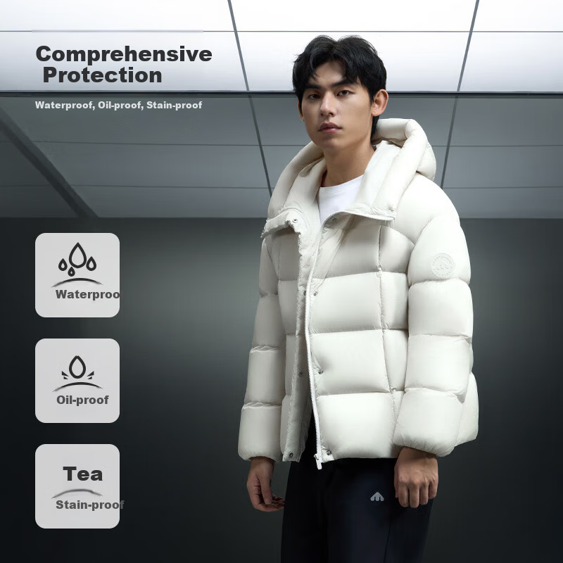 Meilicheng Warm Swan 90% Down Jacket, Short Puff Hooded Winter Coat, Women's down Outerwear, Size 156