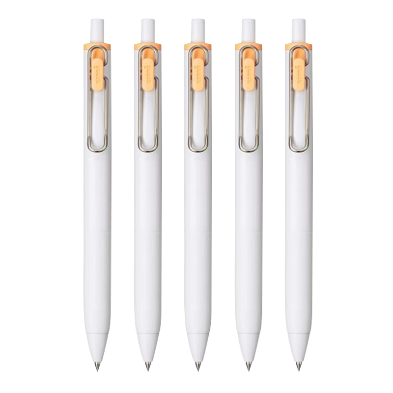 Uni-Mitsubishi Uni-Ball One Series Medium-Density Core Mango Orange Gel Pen, Stylish 0.5mm Signing Pen UMN-S 5 Pcs