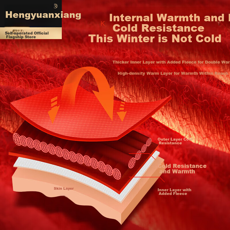 Hengyuanxiang [Winter Bestseller] Qiji Red Zodiac Year Horse Year Women's Thermal Underwear, Festive Round Neck Solid Color Cotton Set