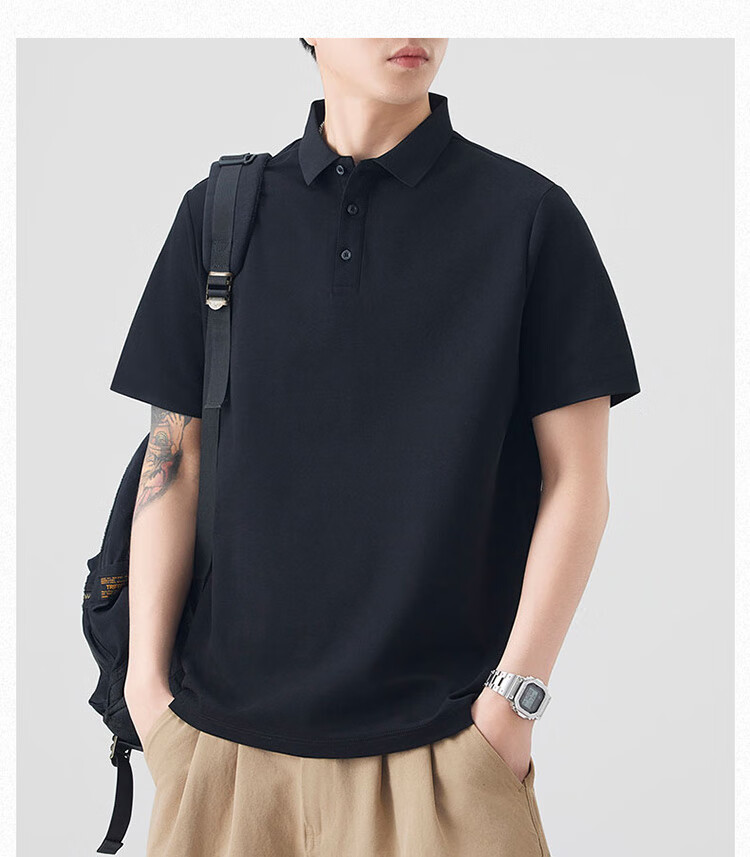 Dingfengbaoluo American Heavyweight Polo Shirt for Men, Spring And Summer Collared Comfortable Breathable Short-Sleeve T-Shirt QZ20 White 4XL 13