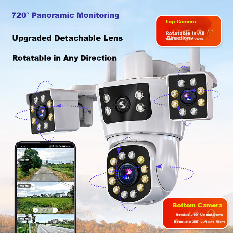 CONRING4G无线摄像头户外农村手机远程室外无需连wifi监控器家用360度无死角带全彩夜视追踪全景128G内存