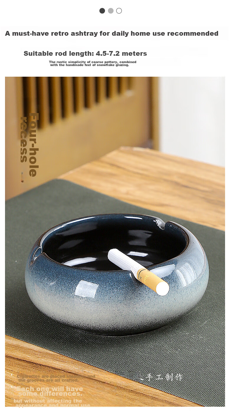 Bangushan Ashtray for Living Room And Office, Anti-Flying Ash, Father's Ashtray, Light Luxury Nordic Gradient Blue And White Ashtray 7