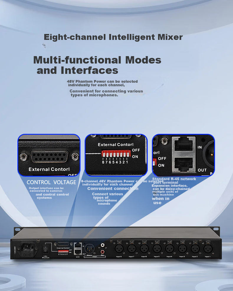 Shuledi AV-2306 Domestic Wired Microphone Mixer, Conference Microphone Expander, 48V Power Supply, Professional Audio Equipment (12 Channels) 13
