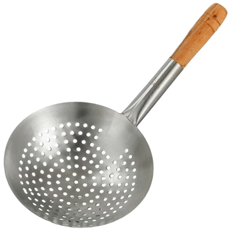 Danshi Zhiyuan Stainless Steel Handle Skimmer Spoon 28CM Oil Draining Strainer Slotted Spoon Frying Oil Strainer Spoon Jingcang