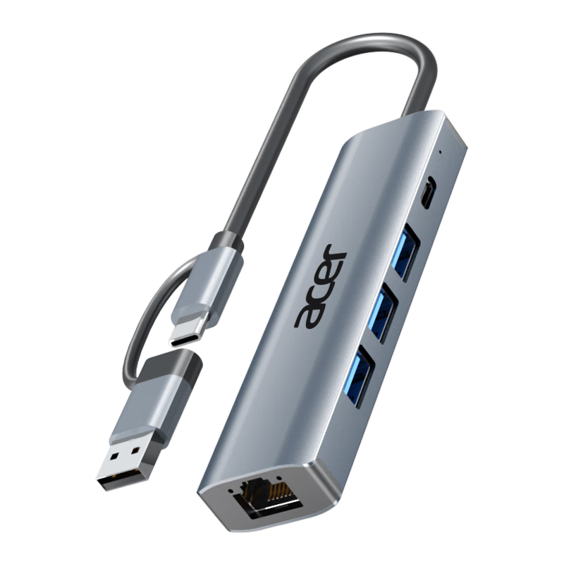 Acer Type-C/USB to Ethernet Adapter Hub Splitter HUB Concentrator, Laptop Network Cable Adapter RJ45 Converter Desktop Expansion Dock