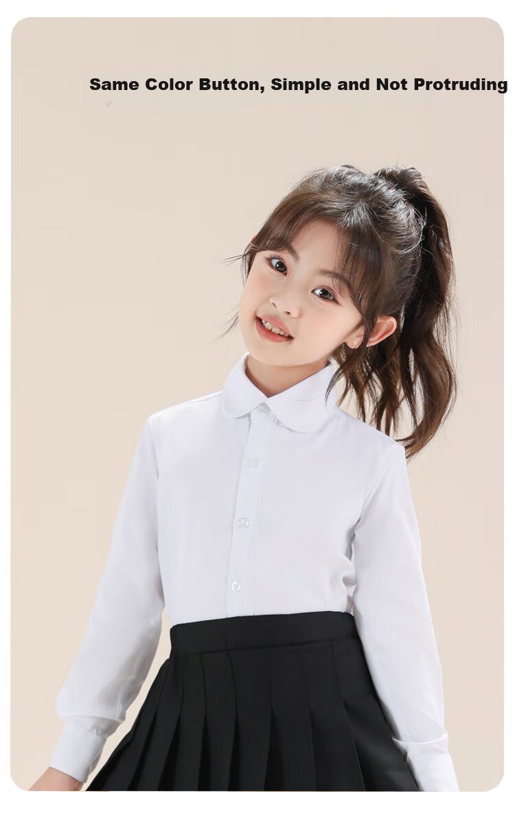 Yinuofang Children's White Long-Sleeve Shirt School Uniform Undershirt for Girls: White Long-Sleeve 170CM 6