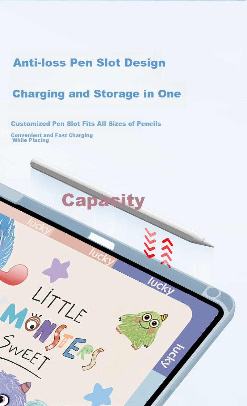 Shihan IPad 9.7-Inch Case Compatible with IPad 6/5 2017/2018/Air2/1 with Pencil Holder, Rotating Stand, Anti-Drop, Bend-Resistant Cartoon Painted Silicone Cover 3