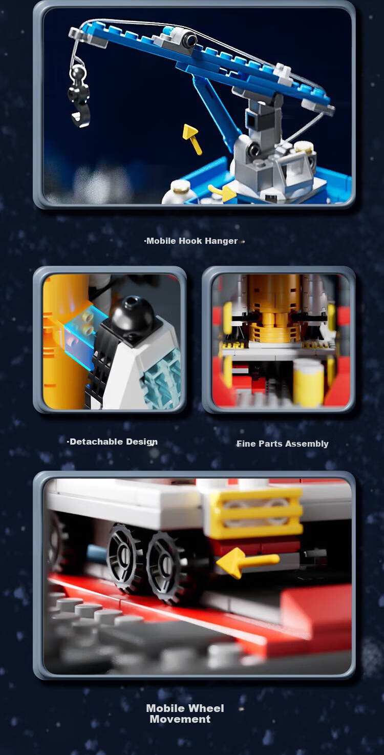 QZCX Building Blocks Chinese Aerospace Rocket Model Educational Toy for Boys Aged 6-8 Birthday Gift 8