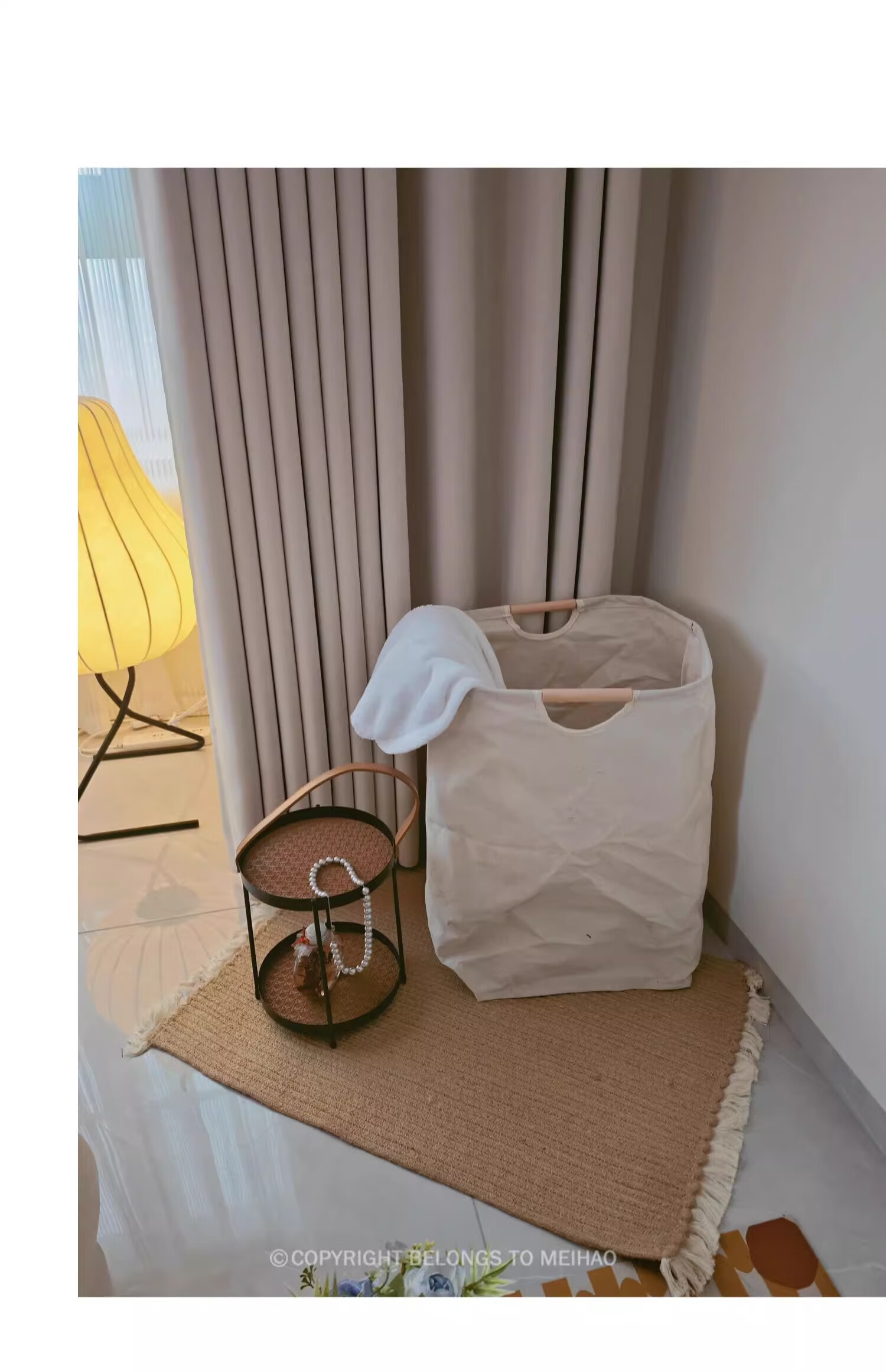 Fanyejia Japanese-Style Instagram-Style Laundry Hamper, Wooden Handle Dirty Clothes Basket for Home Bathroom Bedroom Dormitory, Large Laundry Storage Bi 14