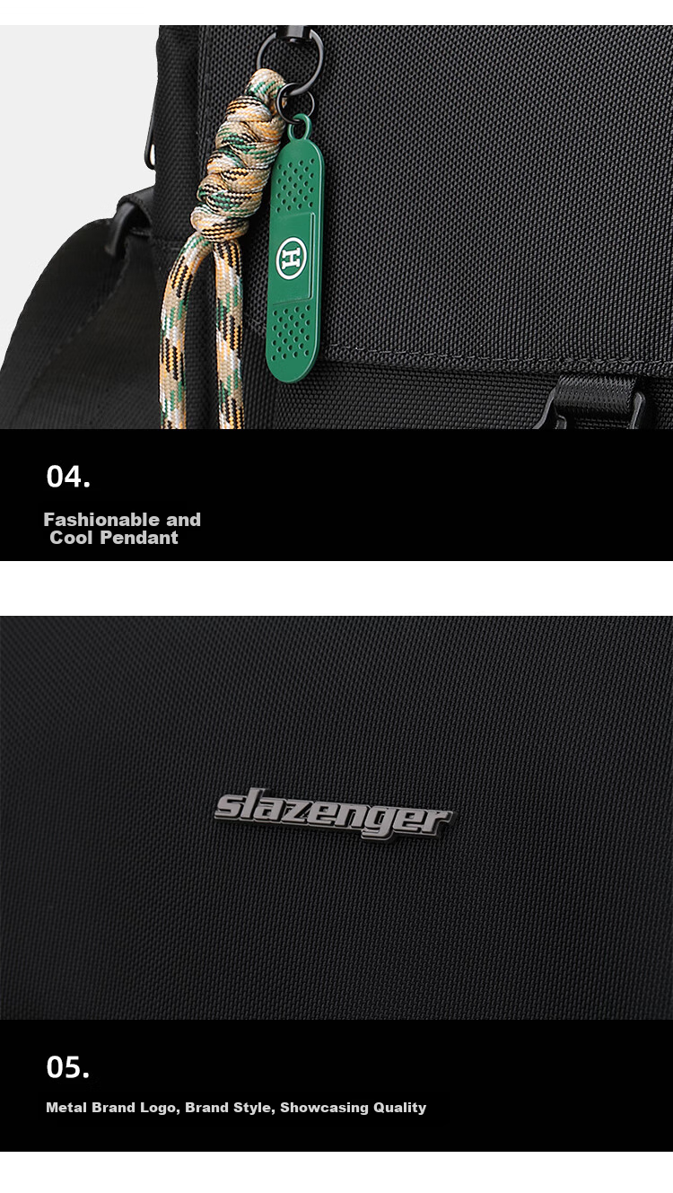 Slazenger Trendy Functional Magnetic Buckle Crossbody Bag Shoulder Bag Lightweight Large Capacity Messenger Bag, Black Extra-Large Versio 23