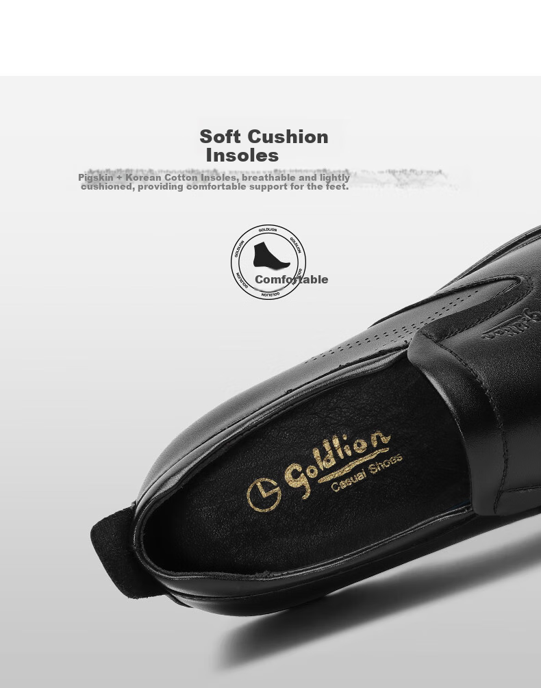 Goldlion Men's Formal Business Casual Shoes, Comfortable Lightweight Breathable Leather Shoes, 50383013301A-Black Size 38 2