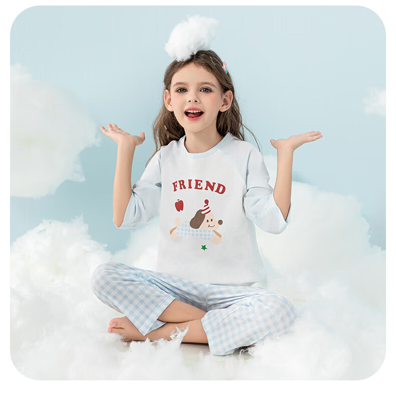 YING BO LUN Girls' Pajamas, Spring And Summer Thin Style, Children's Home Wear, Girls' Summer Air Conditioning Clothes, 20892 Light Pink, Size 160 20