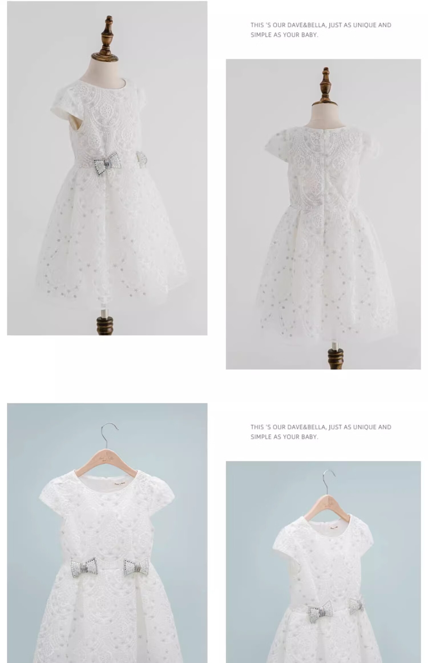 DAVE & BELLA [High-End Formal Dress], Girls' Princess Dress, Summer Wear, High-End Embroidered Skirt, Elegant Princess Dress 7