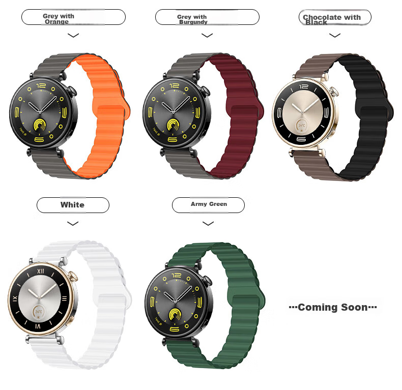 Watchbond Compatible with Huawei Watch GT5/GT6/GT4/GT5Pro Strap, Watch5 Women's Model 41mm Magnetic Silicone Loop Strap, Smart Sports 18mm Spring And Summer Wristband Accessory 5
