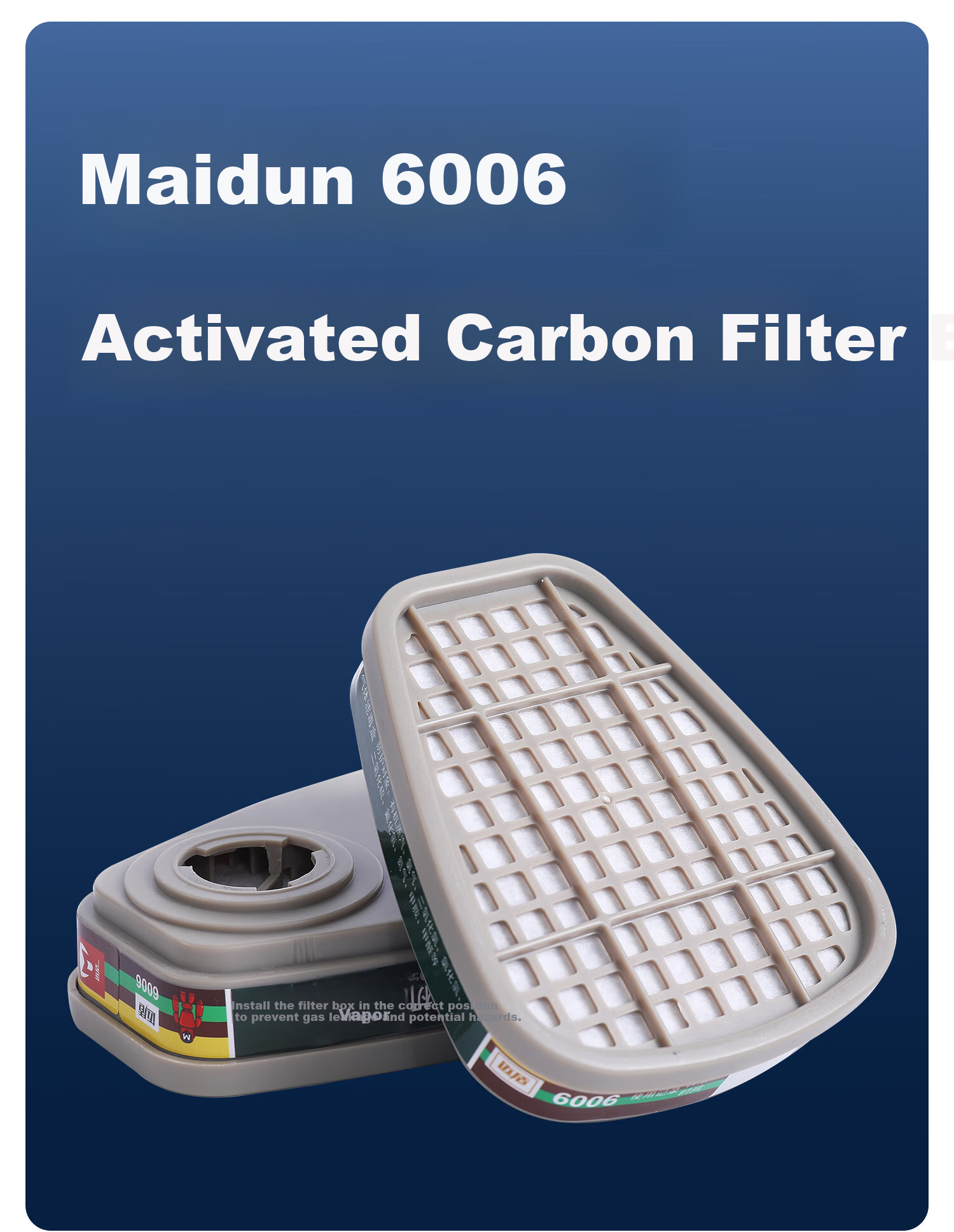 MAIDUN 6006 Filter Cartridge, Gas Mask Accessories for Organic/acid/alkali/formaldehyde And Other Comprehensive Gases, Universal 3m6006cn, 2 Pieces/pack 1
