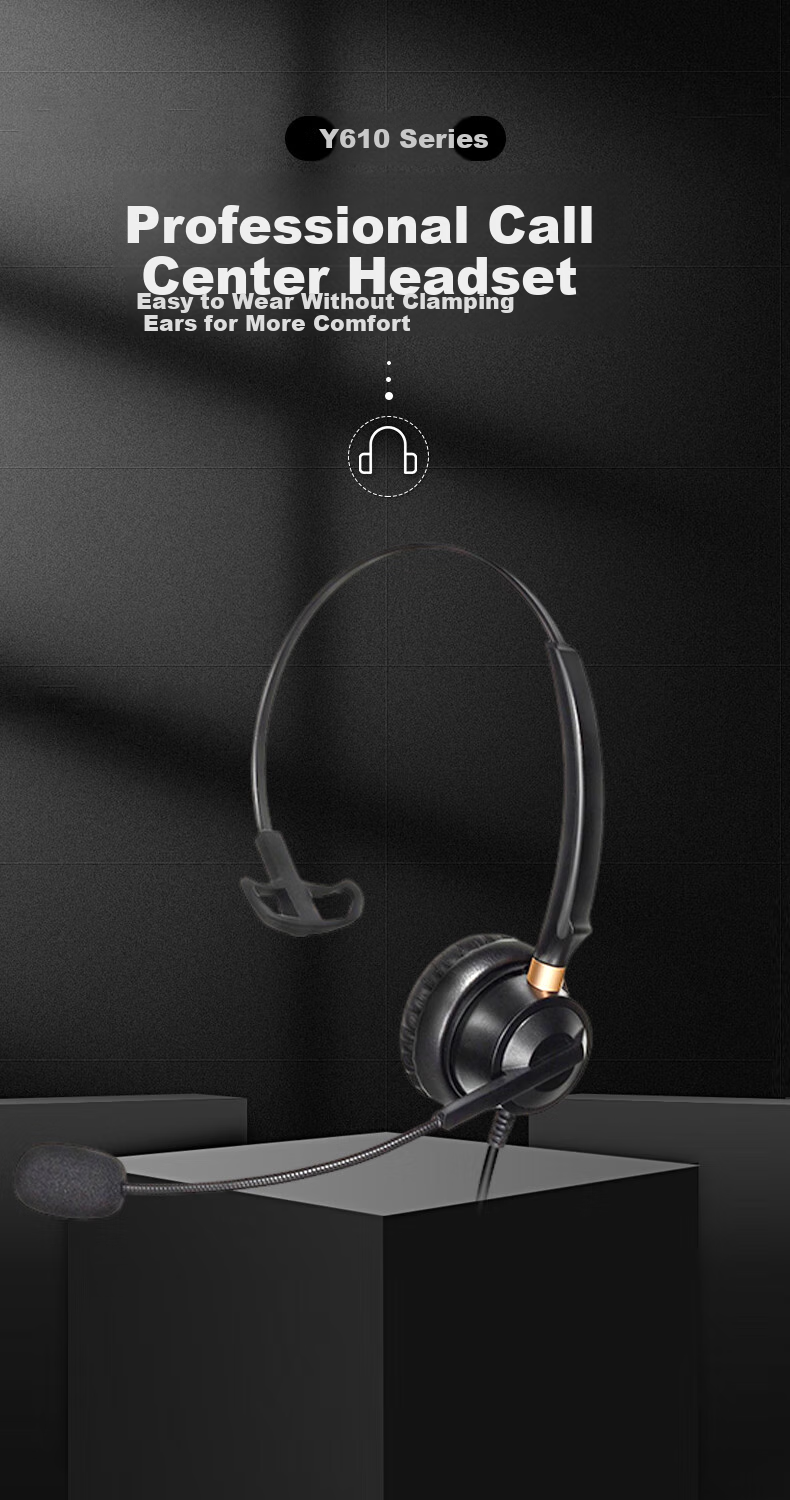 Yijiatong Single-Ear Headset Y610-RJ9 Crystal Head, Over-Ear Headphones/call Center Headset/noise-Cancelling Headphones/sales Telemarketing Headset/business/education Direct Connection Telephone 1