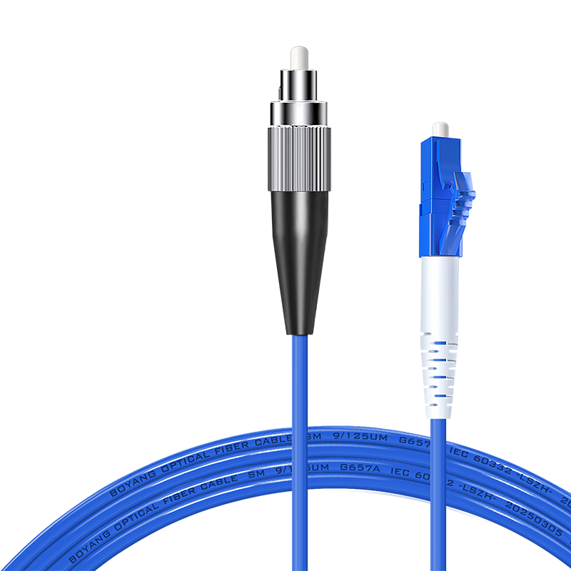 BOYANG BY-K3351S Telecom Grade Armored Fiber Optic Patch Cord FC-LC 3m Single Mode Single Core Tensile Compression Resistant Rodent-Proof Low Smoke Halogen-Free Eco-Friendly Fiber Optic Patch Cable